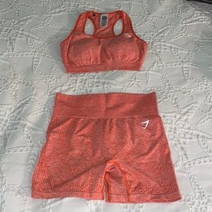 Gymshark vital seamless sports bra and shorts set in orange marl